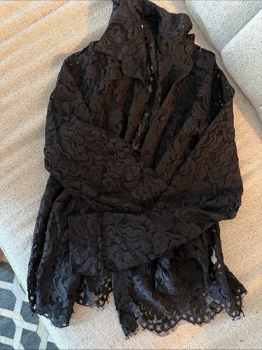 Zara Black Lace Long Sleeve Blouse